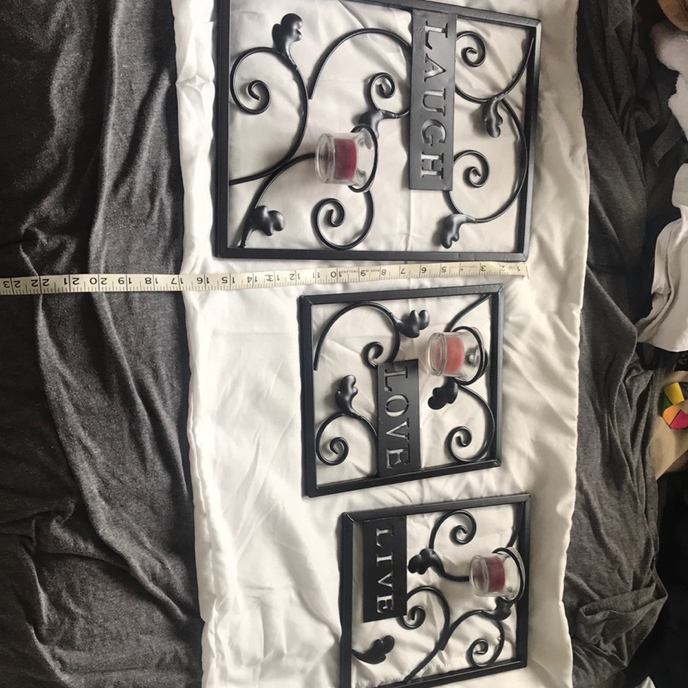 Set of 3 Live laugh love hanging candle holders